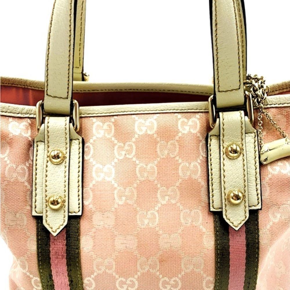 Auth Gucci Jolicoeur Pink Mini Canvas Tote with Charm - Picture 9 of 16